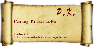Parag Krisztofer névjegykártya
